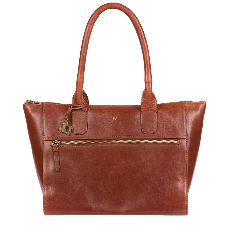 'Quinn' Whiskey Leather Tote Bag