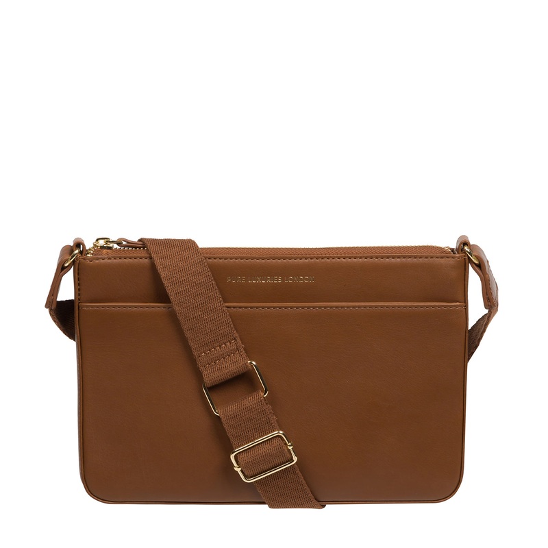 'Raye' Chestnut Nappa Leather Cross Body Bag