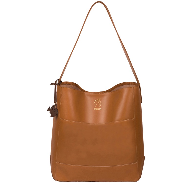 'Reynolds' Saddle Tan Vegetable-Tanned Unlined Leather Shoulder Bag