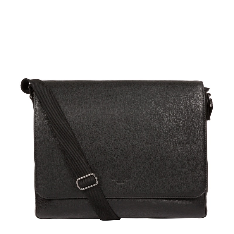 'Rory' Black Leather Messenger Bag