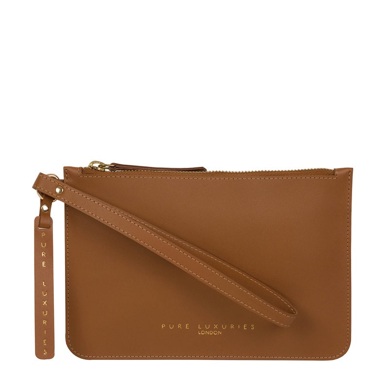 'Sutton' Saddle Tan Vegetable-Tanned Leather Clutch Bag