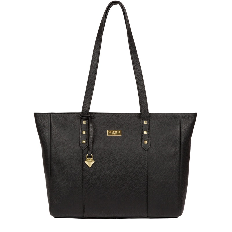 'Tabia' Black Leather Tote Bag