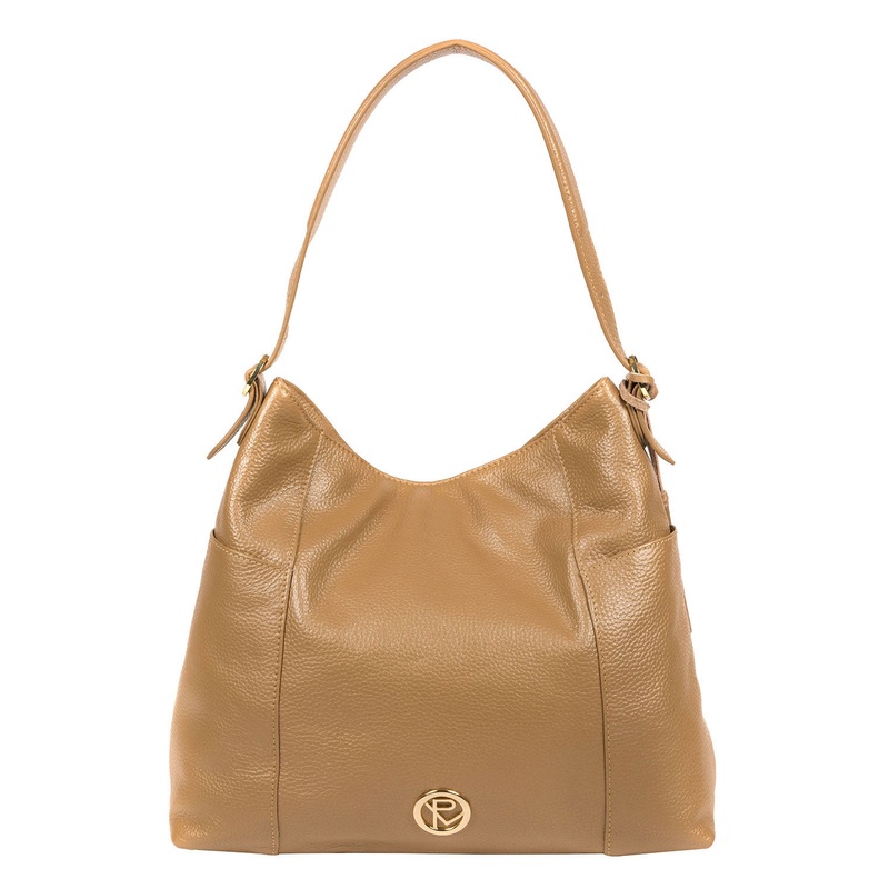 'Trinette' Metallic Champagne Leather Shoulder Bag