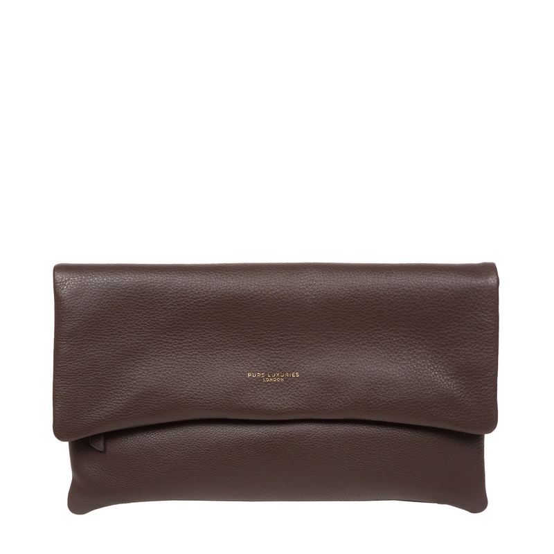 'Amelia' Hot Fudge Nappa Leather Clutch Bag
