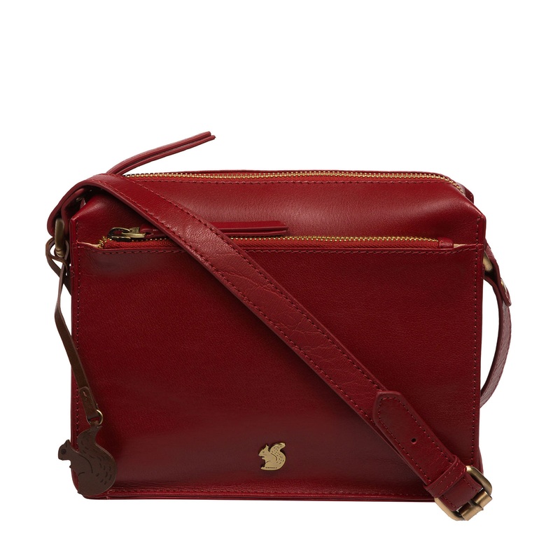'Aurora' Chilli Pepper Leather Cross Body Bag