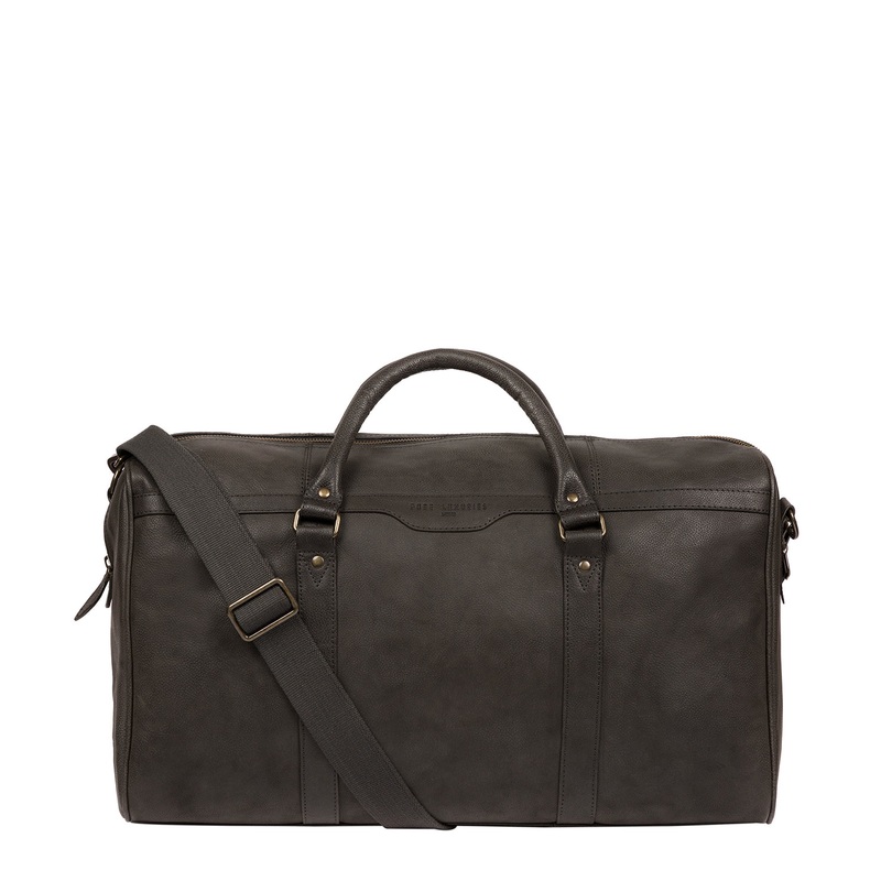 'Blanc' Ash Black Leather Holdall