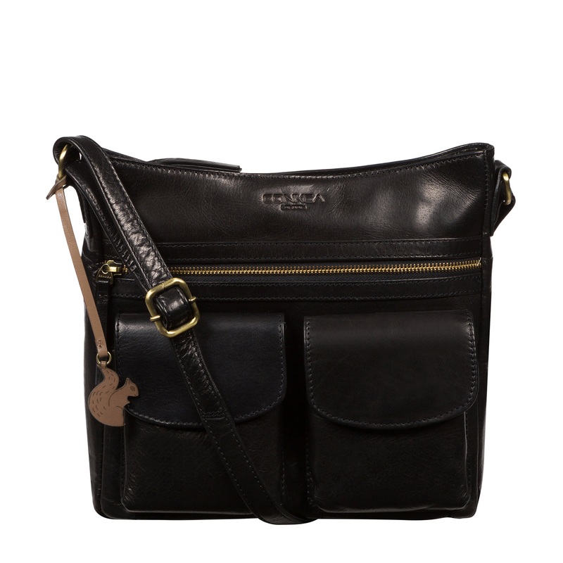 'Bon' Black Leather Cross Body Bag