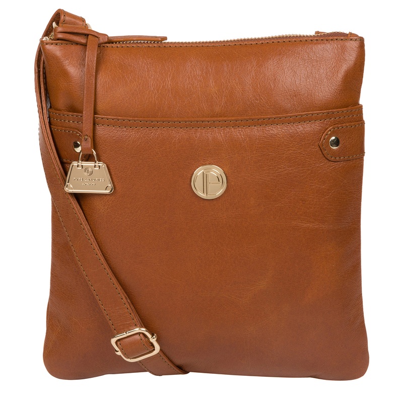 'Briony' Hazelnut Leather Cross Body Bag