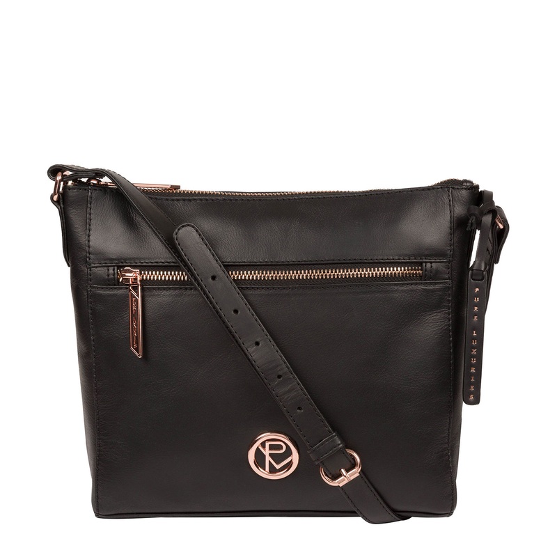 'Byrne' Black Leather Cross Body Bag