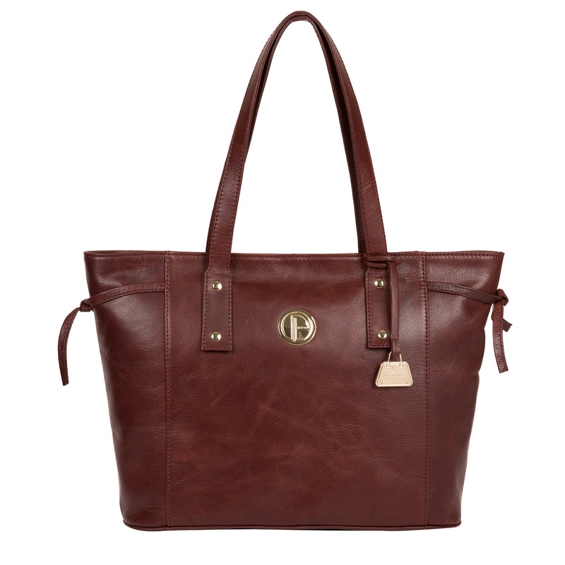 'Calista' Chestnut Leather Tote Bag