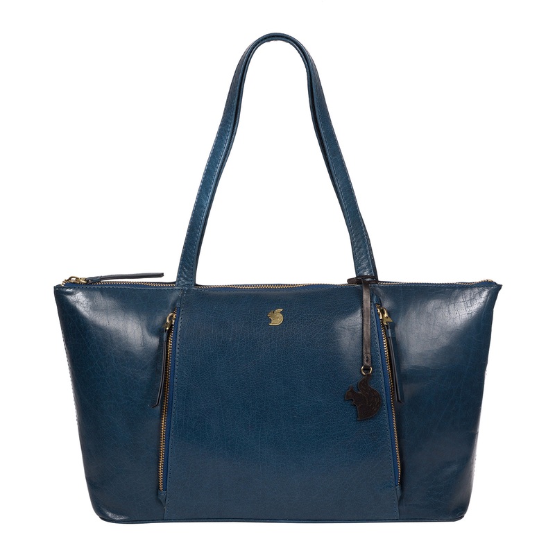 'Clover' Snorkel Blue Leather Tote Bag