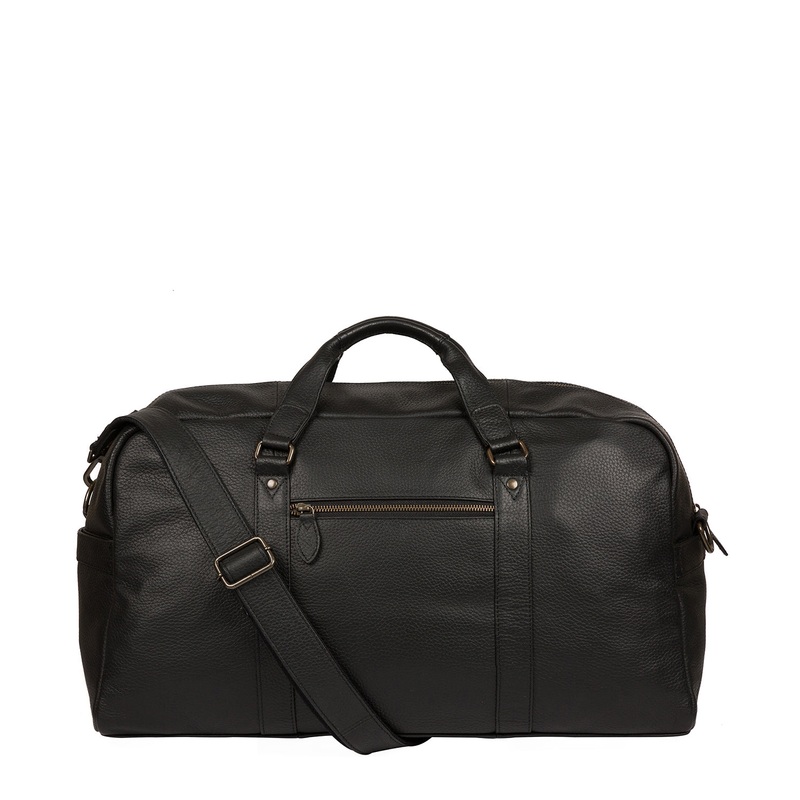 'Drake' Black Leather Holdall