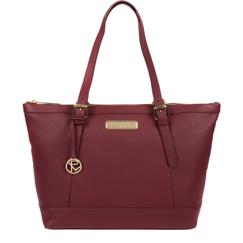 'Emily' Pomegranate Leather Tote Bag