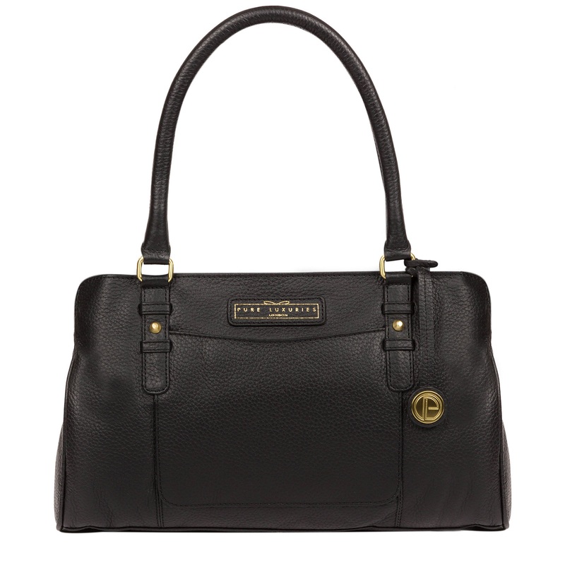 'Epworth' Black & Gold Leather Handbag