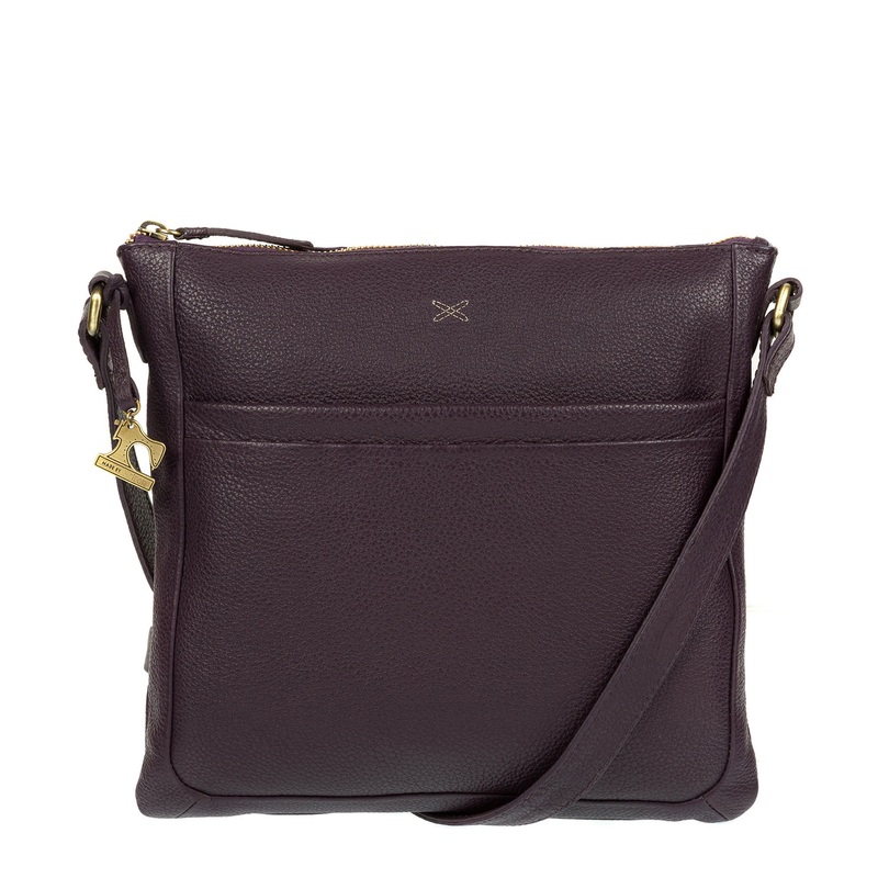 'Essie' Plum Leather Cross Body Bag