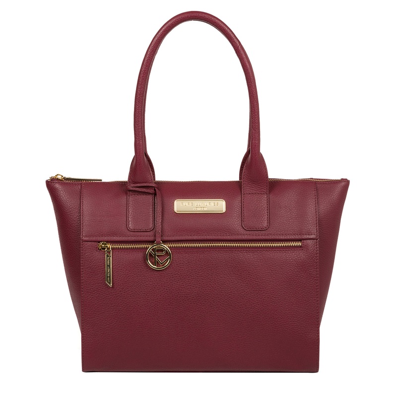 'Faye' Pomegranate Leather Tote Bag