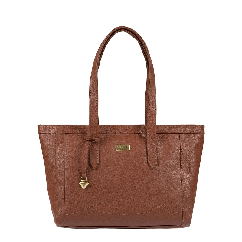 'Ferne' Sienna Brown Leather Tote Bag