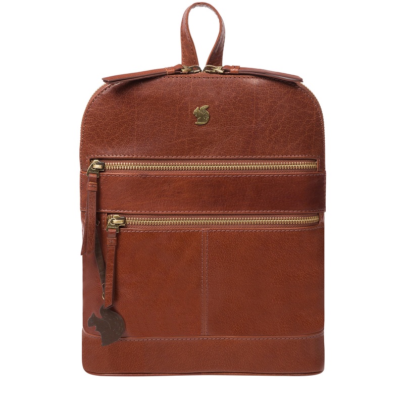 'Francisca' Conker Brown Leather Backpack