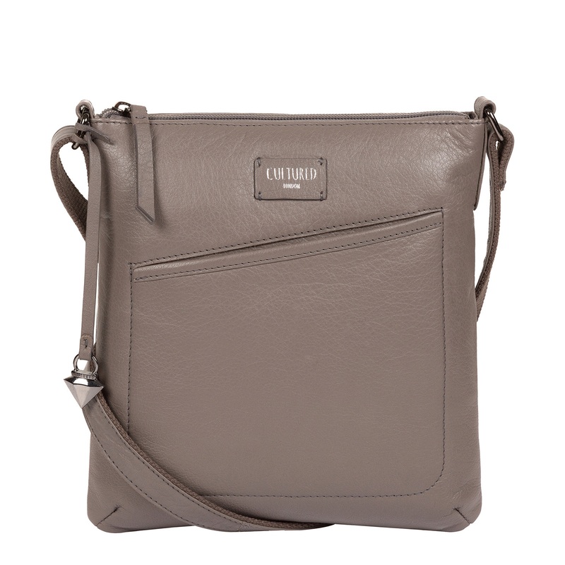 'Gainford' Grey Leather Cross Body Bag