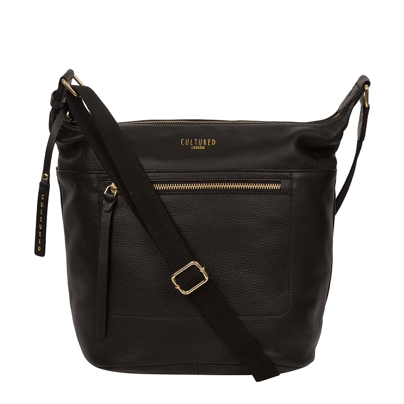 'Gants' Black Leather Cross Body Bag