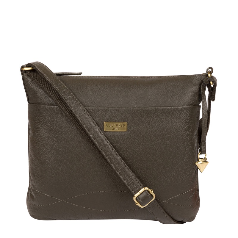 'Gianna' Olive Leather Cross Body Bag