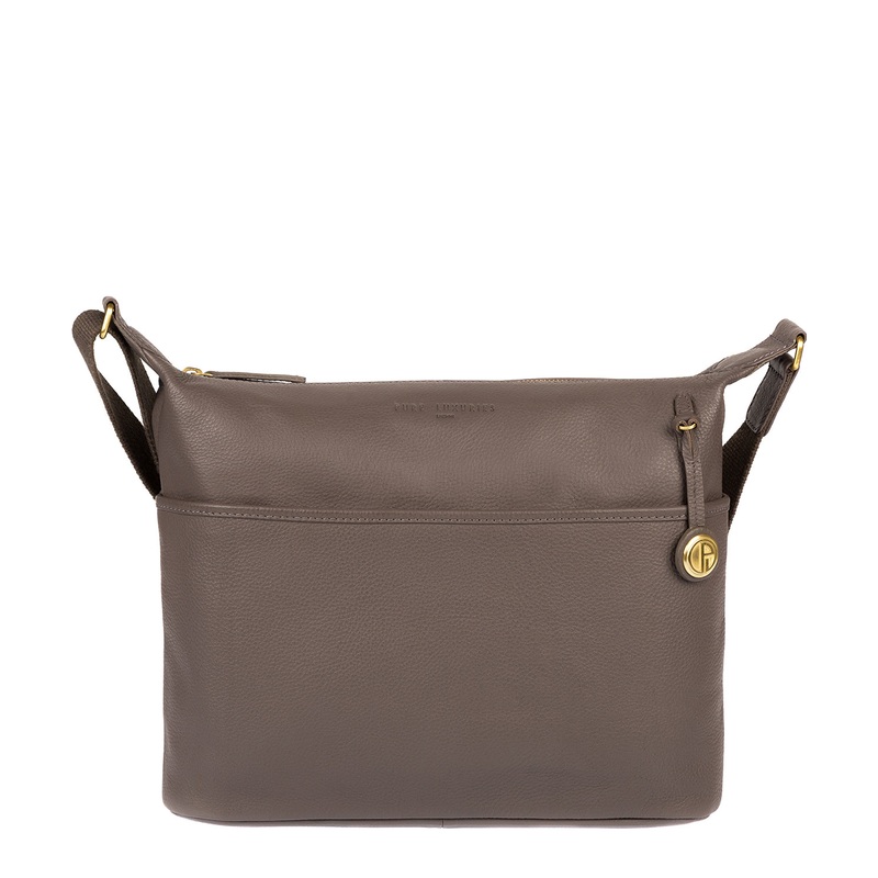 'Helmsley' Grey & Gold Leather Shoulder Bag