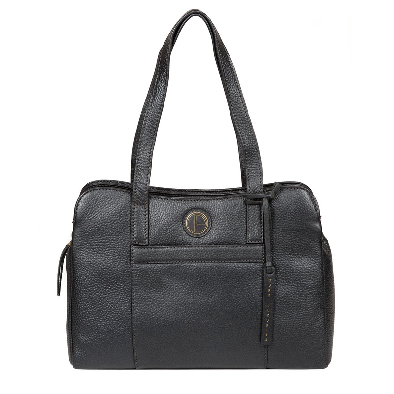 'Henna' Metallic Blue Steel Leather Handbag