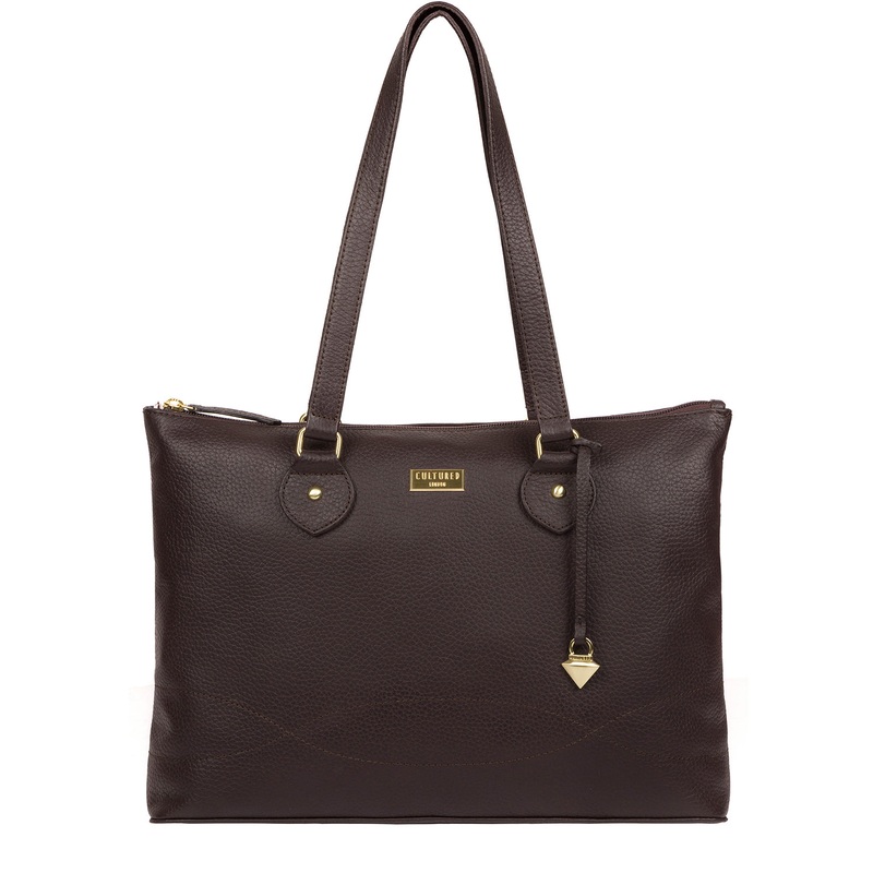 'Idelle' Dark Chocolate Leather Tote Bag