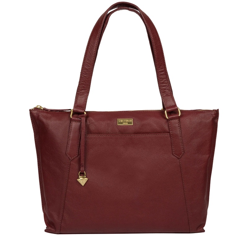 'Isabella' Ruby Red Leather Tote Bag