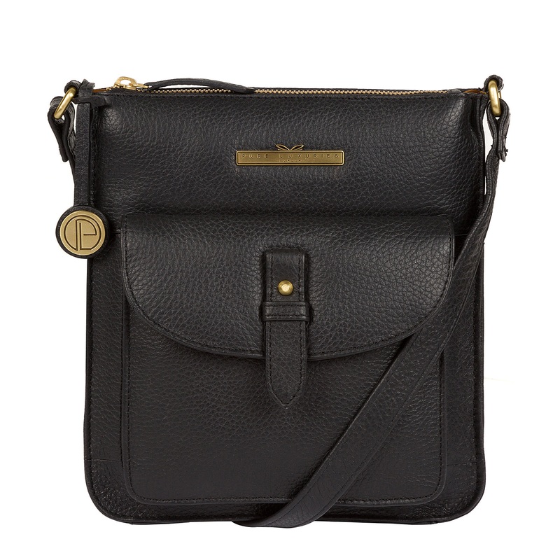 'Kaede' Black Leather Cross Body Bag