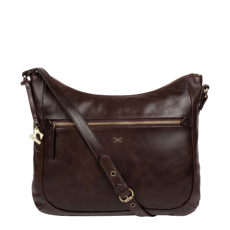 'Kay' Dark Chocolate Leather Cross Body Bag