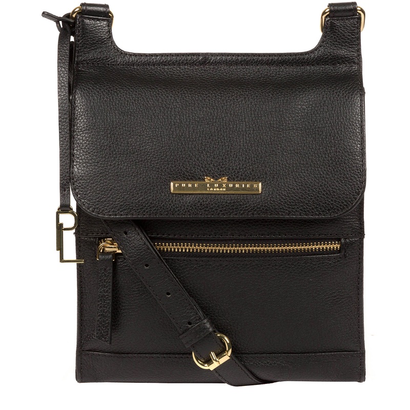 'Kempston' Black Leather Cross Body Bag