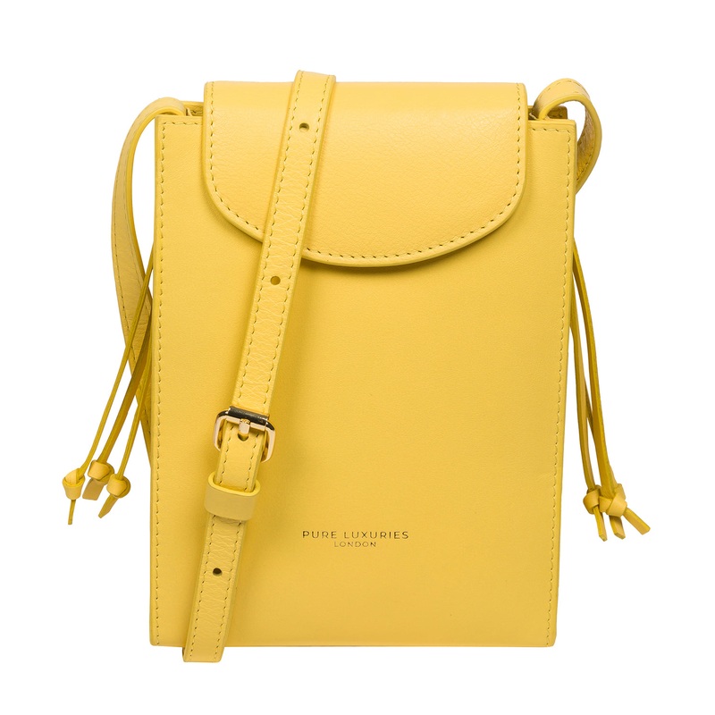 'Kiana' Lemon Drop Nappa Leather Cross Body Phone Bag