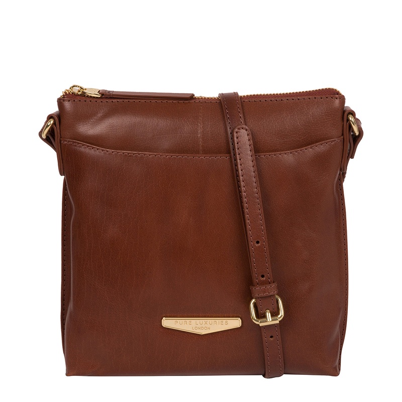 'Kimberley' Italian Tan Vegetable-Tanned Leather Cross Body Bag