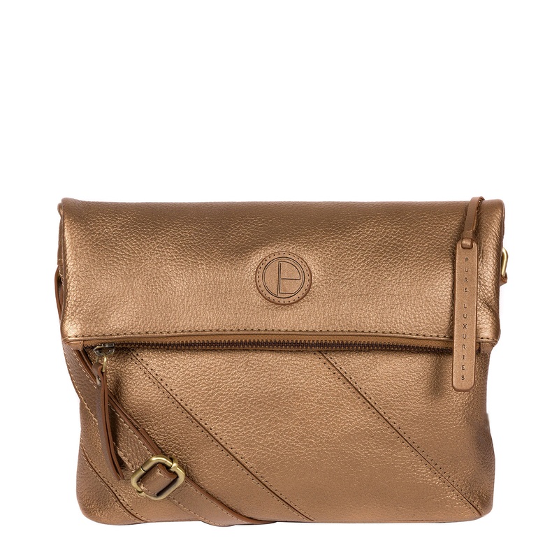 'Korin' Bronze Gold Leather Cross Body Bag