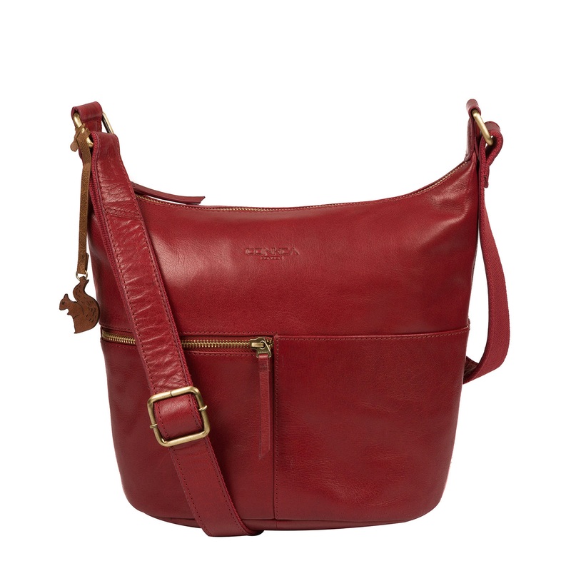'Kristin' Chilli Pepper Leather Shoulder Bag