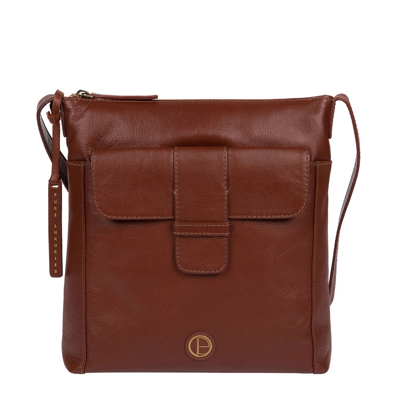 'Lancaster' Vintage Cognac Leather Cross Body Bag