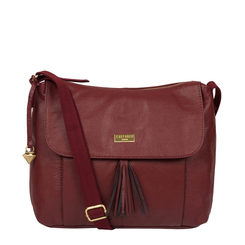 'Lily' Ruby Red Leather Cross Body Bag