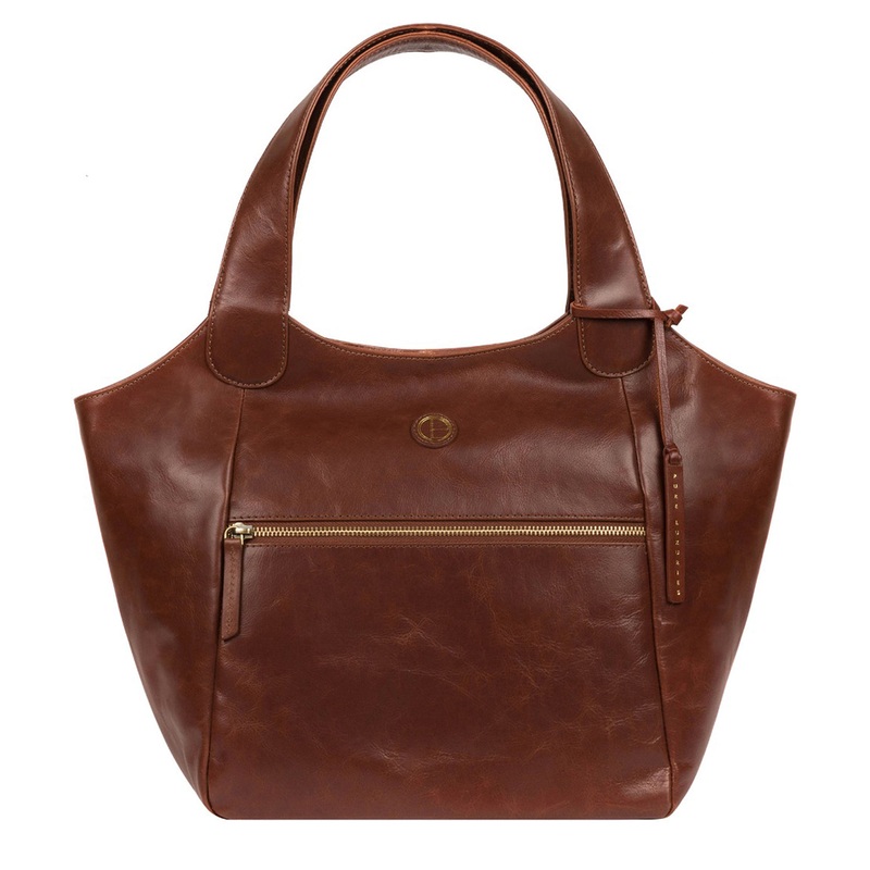 'Loxford' Vintage Cognac Leather Tote Bag