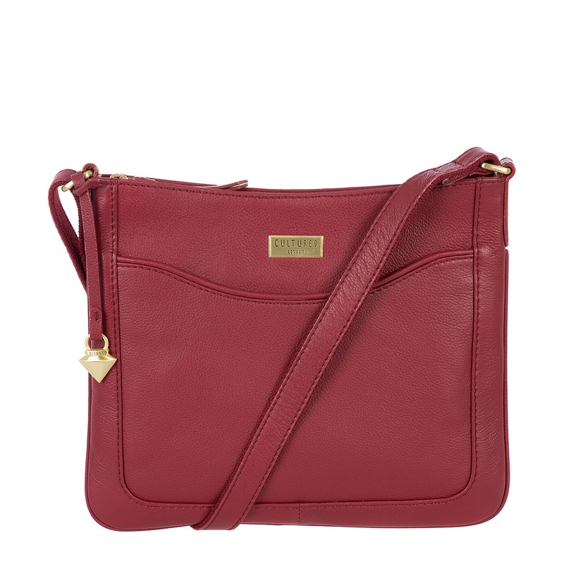 'Margo' Ruby Red Leather Cross-Body Bag
