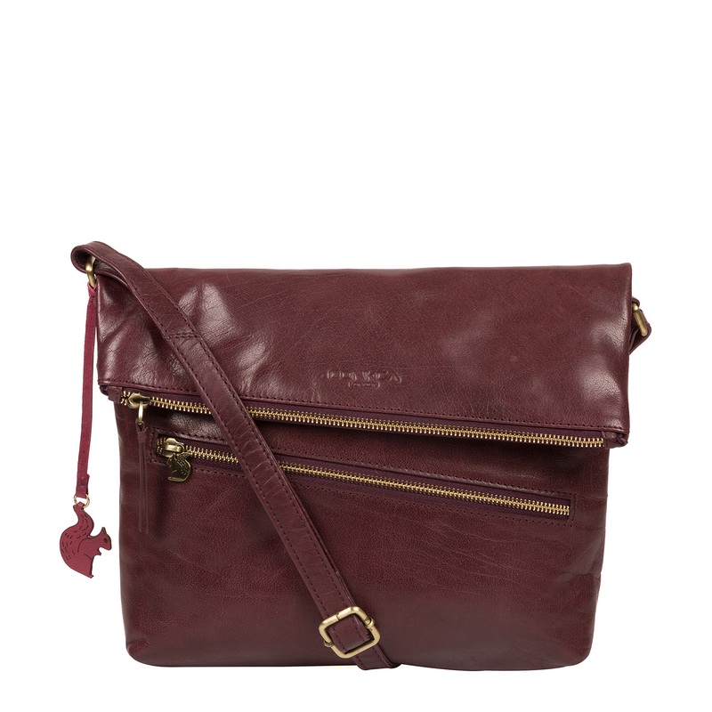 'Marina' Plum Leather Shoulder Bag