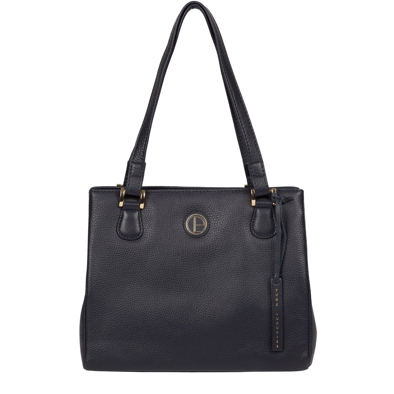 'Milana' Navy Leather Handbag