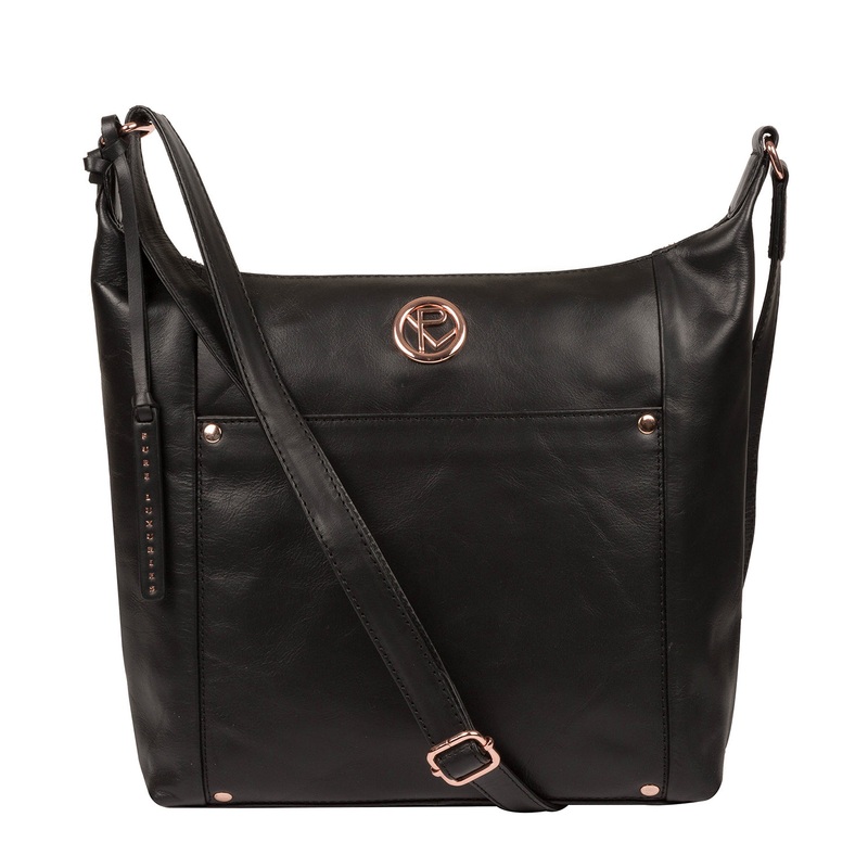 'Miro' Black Leather Shoulder Bag