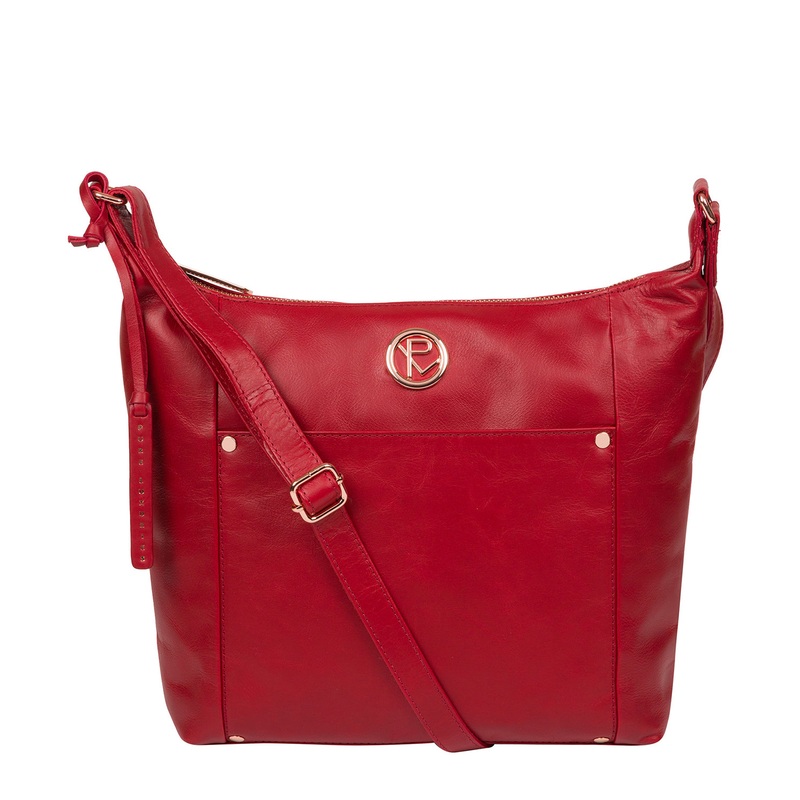 'Miro' Cherry Leather Shoulder Bag