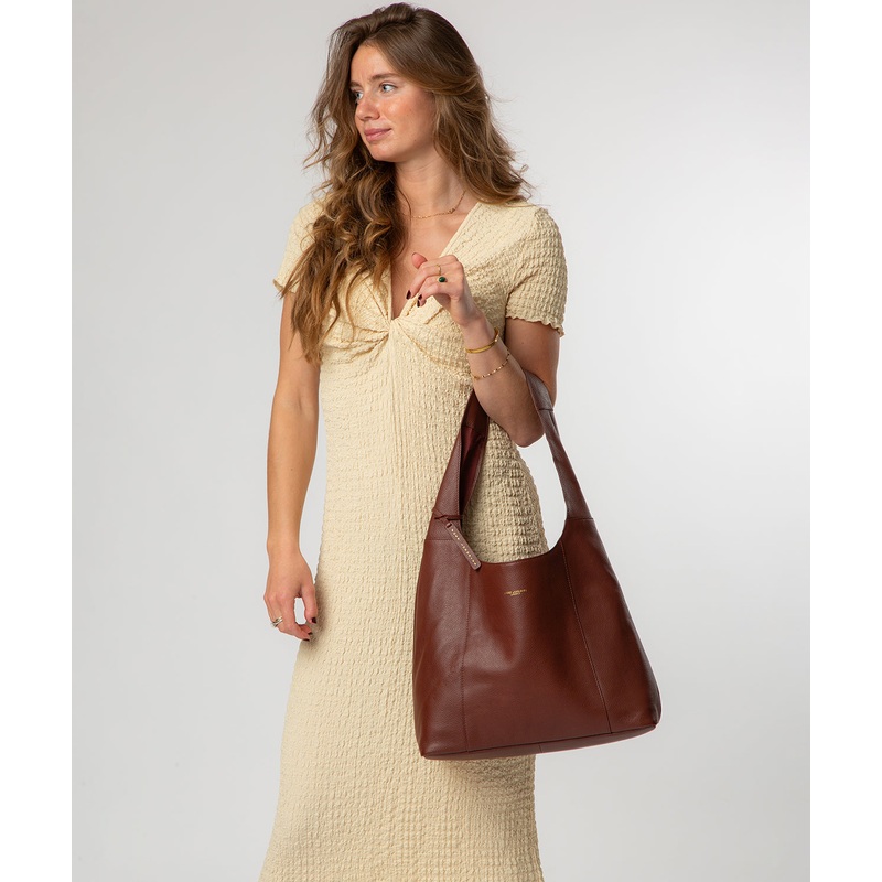'Nina' Chestnut Leather Shoulder Bag