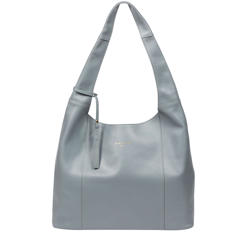 'Nina' Hazy Blue Leather Shoulder Bag