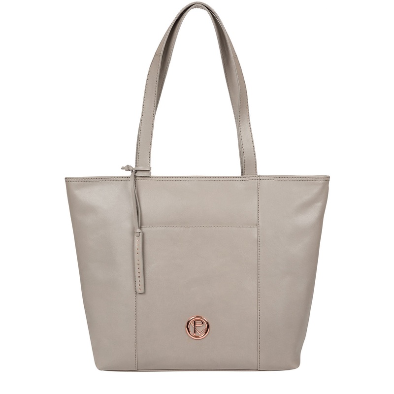 'Pimm' Grey Leather Tote Bag