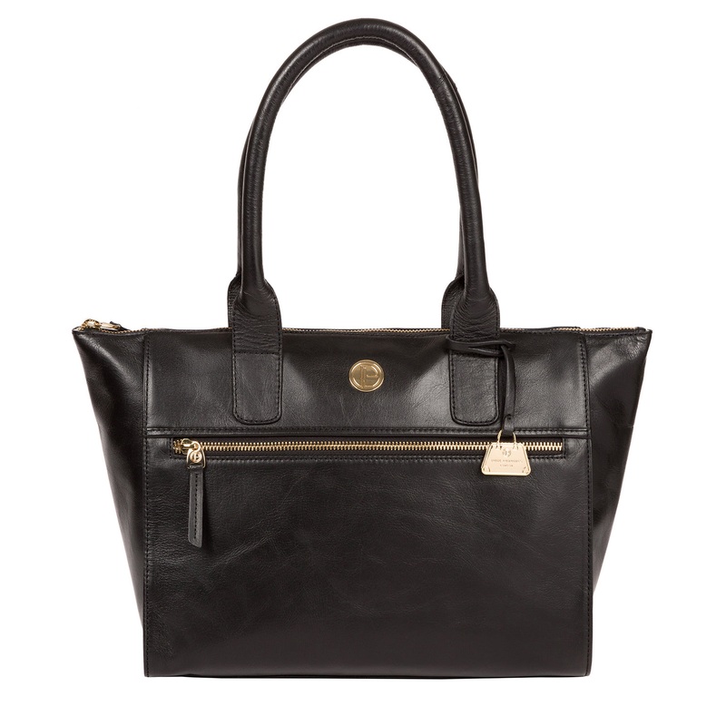 'Primrose' Jet Black Leather Tote Bag