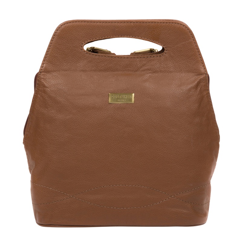 'Priya' Tan Leather Backpack