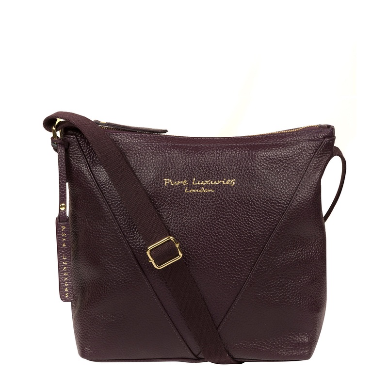 'Rena' Plum Leather Cross Body Bag
